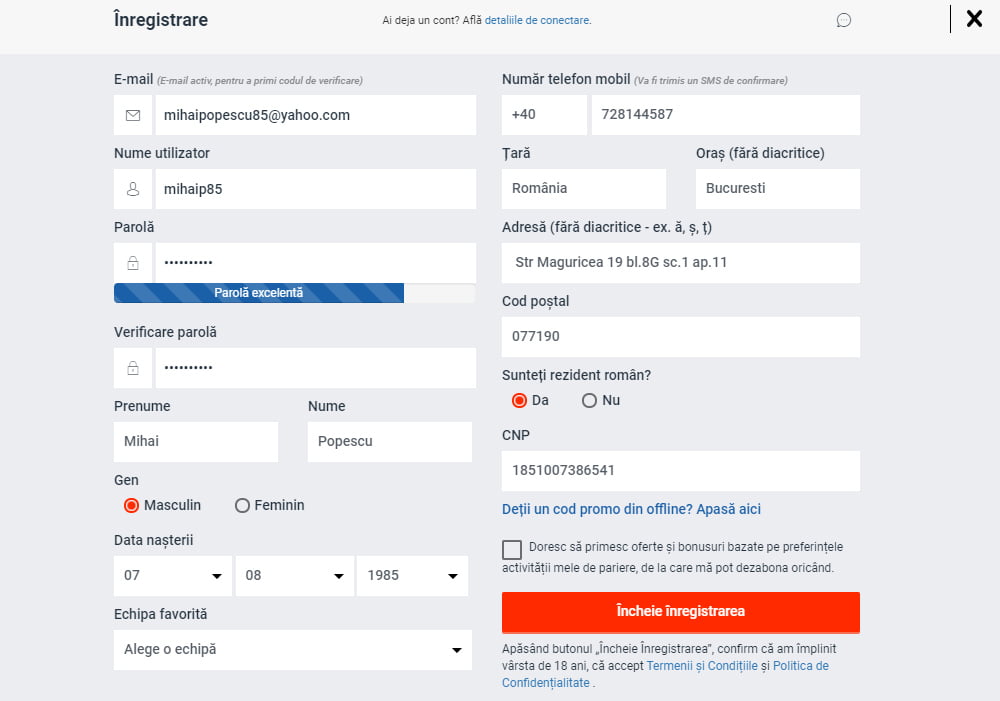 Formular cont nou la Betano - pariuri online