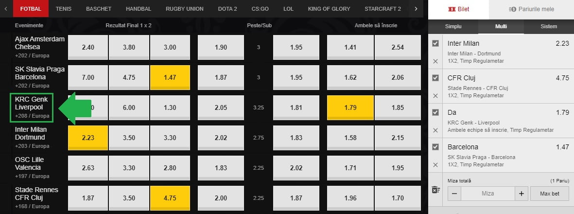Plasarea primului pariu la Maxbet
