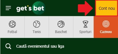 Deschiderea unui cont nou la Get's Bet