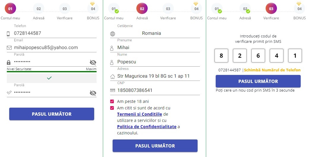 Formular de inregistrare la Seven
