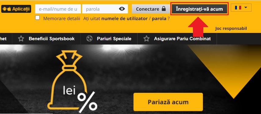 Deschiderea unui cont nou la Betfair