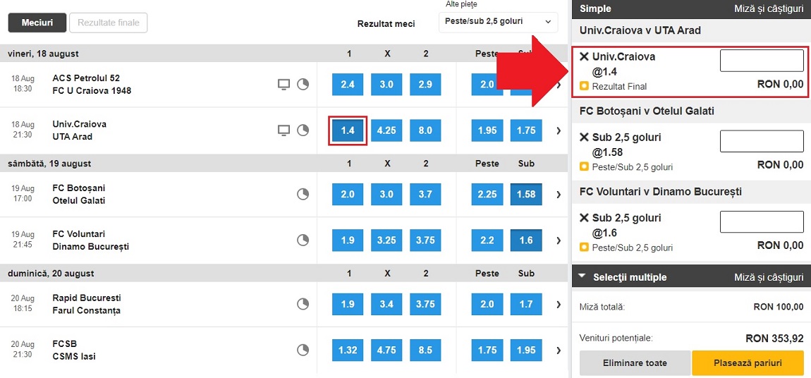 Primul pariu la Betfair