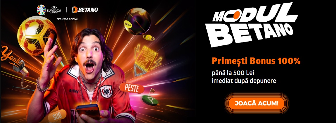 Bonus de 100% până la 500 lei la Betano
